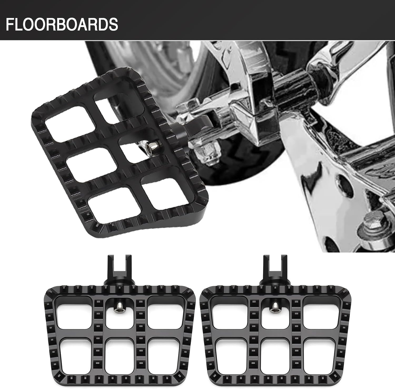 Motorcycle Mini Floorboards MX Foot Pegs Footrest for Harley 2018-2024 Softail Fat Boy FLSB Street Bob FXBB Fat Bob Low Rider S FXLR Breakout FXLRS Softail Slim FLHSC 114 (Front Peg, Black)