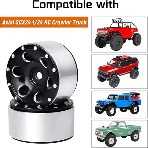 Miniatura 3 de 1.0 Beadlock Wheels 1" Micro llantas de rueda para todos 124 Escala Axial SCX24 RC Crawler Car Upgrades Accesorios