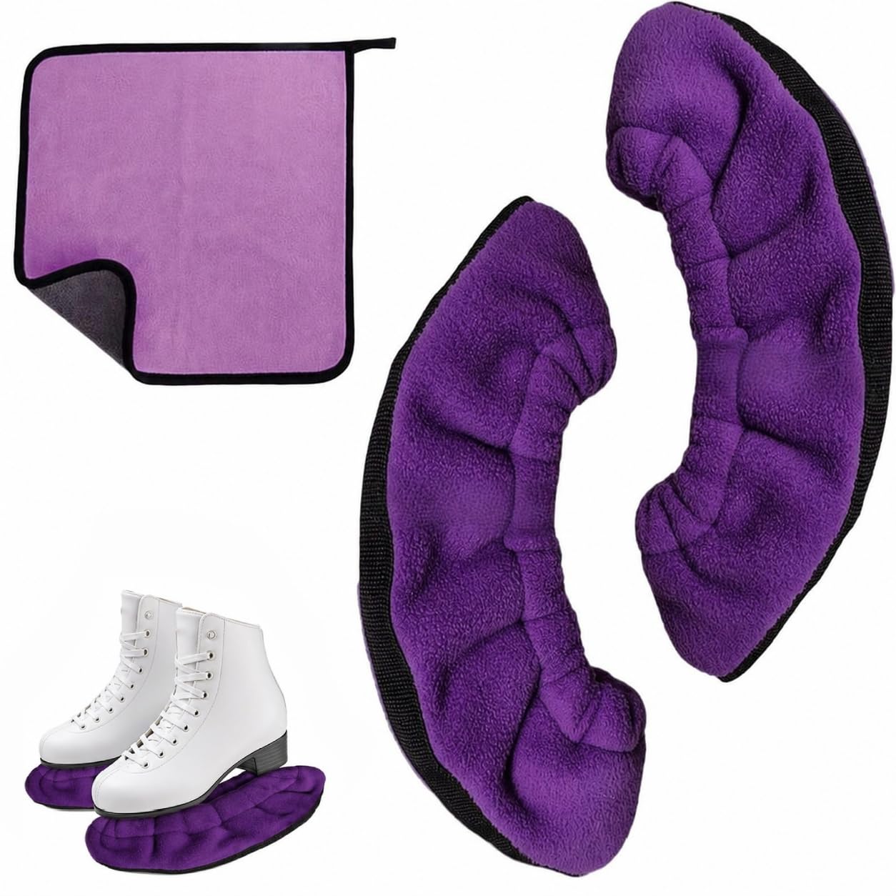 Rayakt 1 Pair Ice Skate Blade Covers, Ice Skate Soakers with Towel