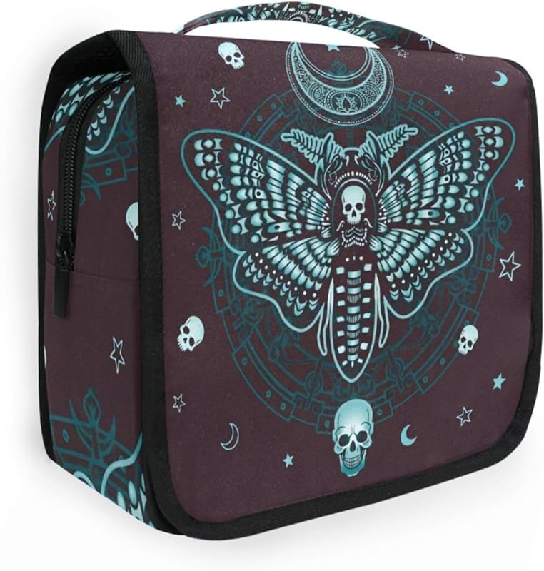Mnsruu Necessaire suspensa com zíper Butterfly 02, com compartimentos e gancho, 1 unidade