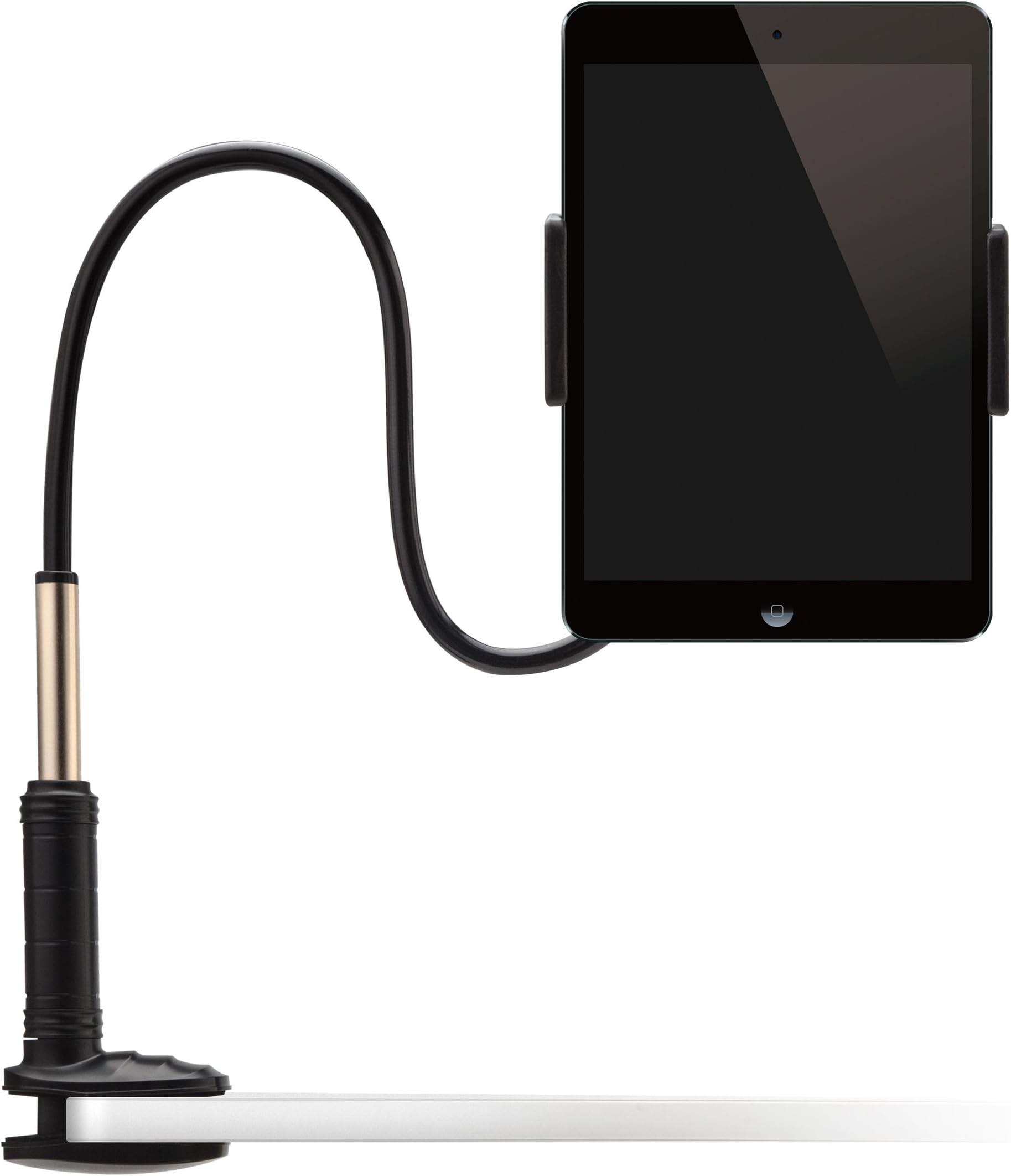 iPad Stand, Foraco Adjustable Gooseneck Mount Holder with Bracket for 4-10.6 Inches Tablets and Smartphones ( iPhone, iPad etc.) , Black