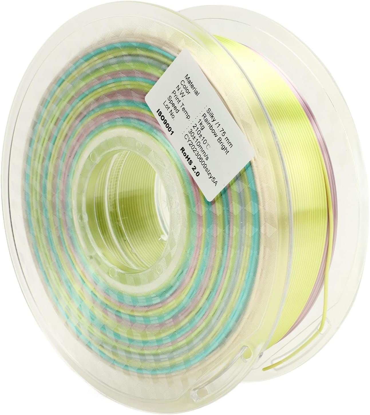PLA Color Gradient Rainbow Multicolored 3D Printer Filament, Silky Shiny 1.75mm, Precise Manufacturing for Consistent Printing, Long Durability, Smooth, Luxurious Finish