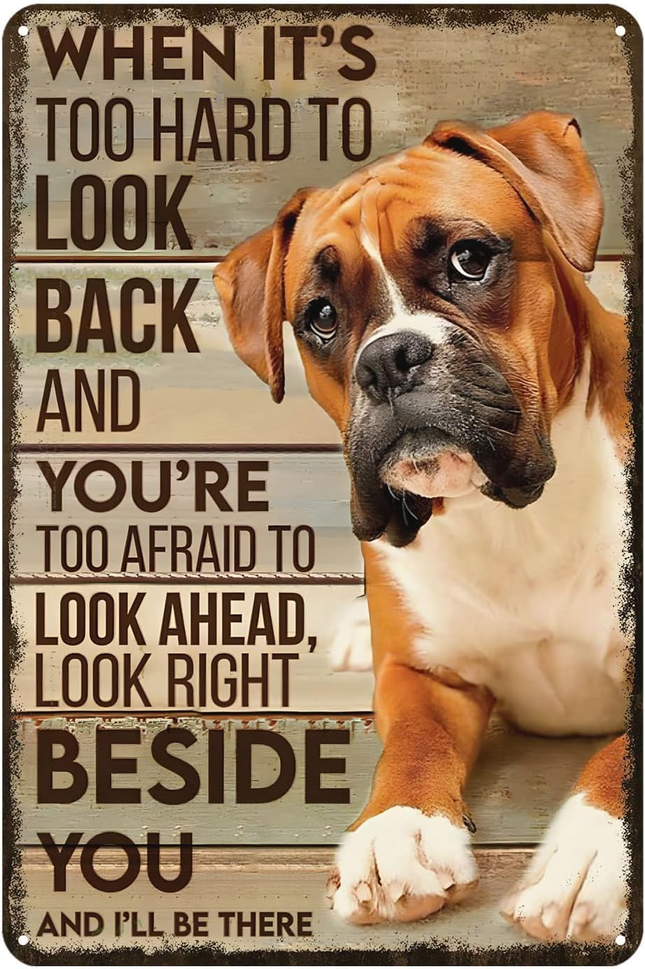 Asbwuo Dog-Signage 14 Retro Metal Sign When Its Too Hard To Look Back - Wall Vintage Decor Novelty Boxer Dog Tin Sign 8X12 Inches