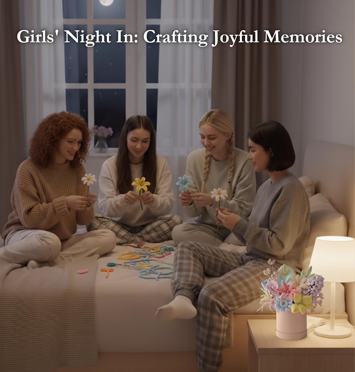 Pipe Cleaner Crafts Flower Kit with Glue Gun- 400PCS Fluffy 8 Colors Chenille Stems Bouquet with Gift Box Video Instructions - DIY Pipecleaner Flower Making Kit for Mother's Day(Macaron)