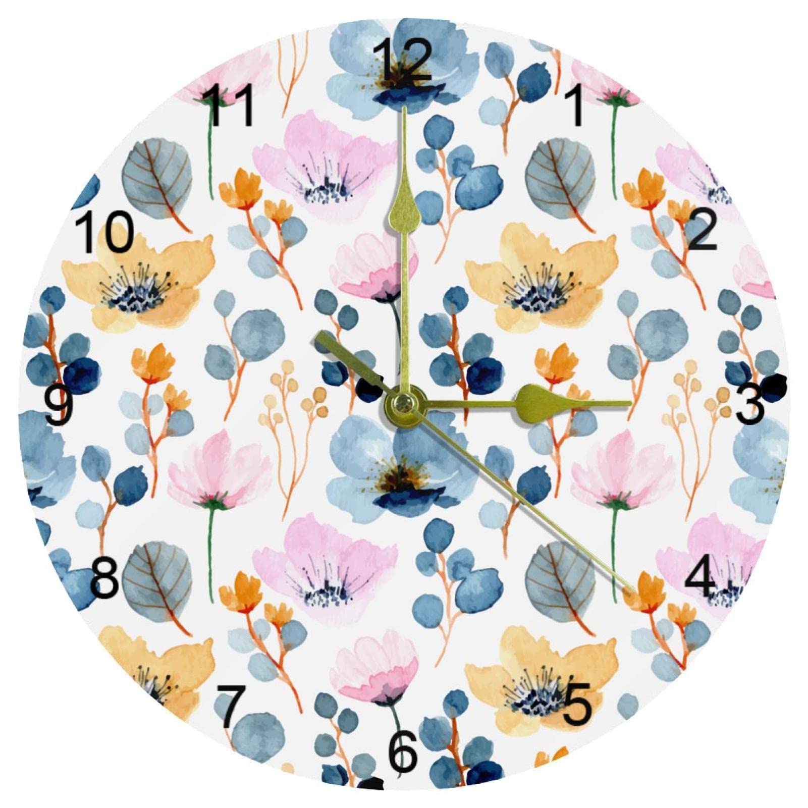 Horloge murale silencieuse 25,4 cm fleur ronde chiffres arabes deco cuisine