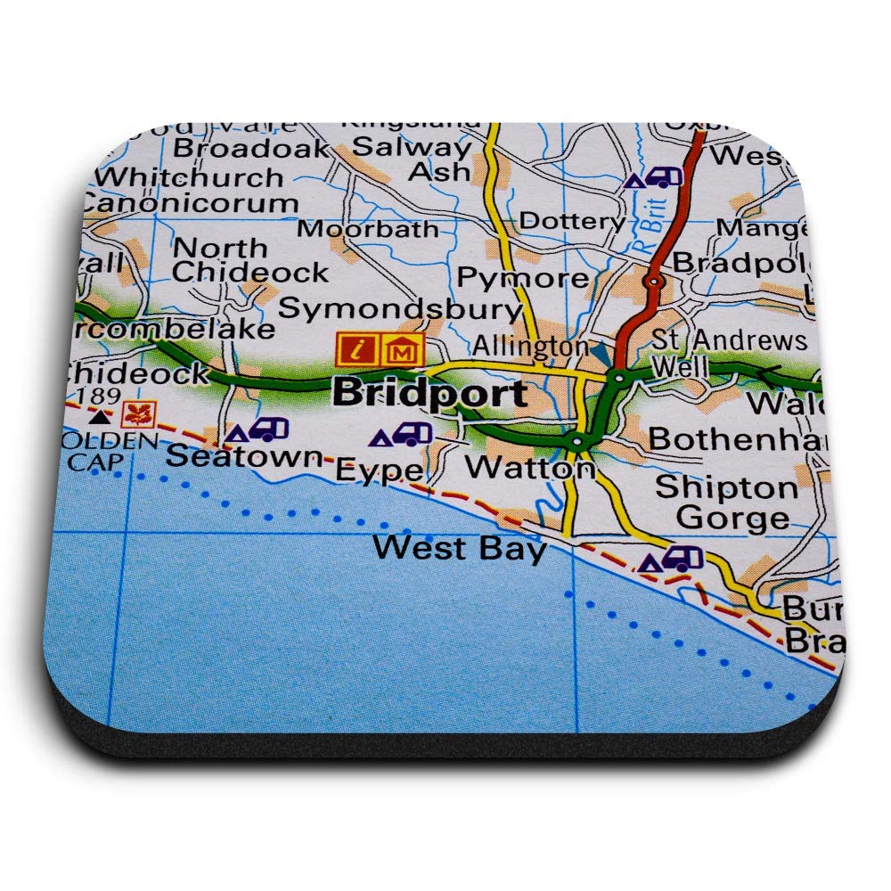 Destination Vinyl Ltd Multicolor 1 X Square Mdf Fridge Magnet - Bridport England Travel Uk Gb 44451