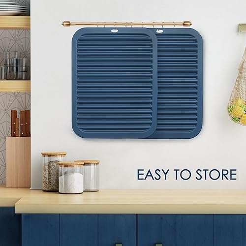 Miniatura 8 de Paquete de 2 alfombrillas de silicona para encimera de cocina, salvamanteles de silicona de 9 x 12 pulgadas para ollas calientes y sartenes,