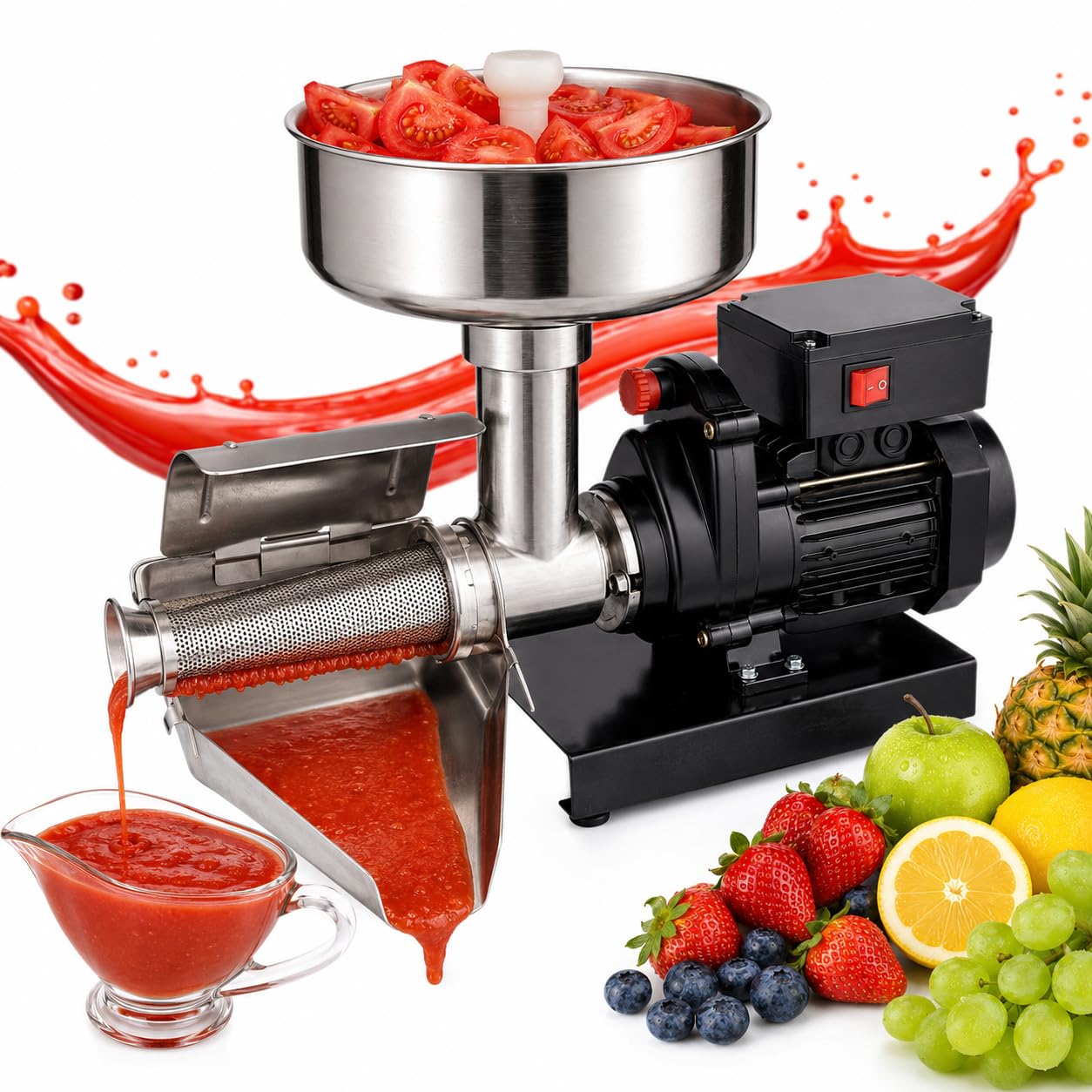 Passapomodoro elettrico 450 W, 91–159 kg/h, per salse e confetture