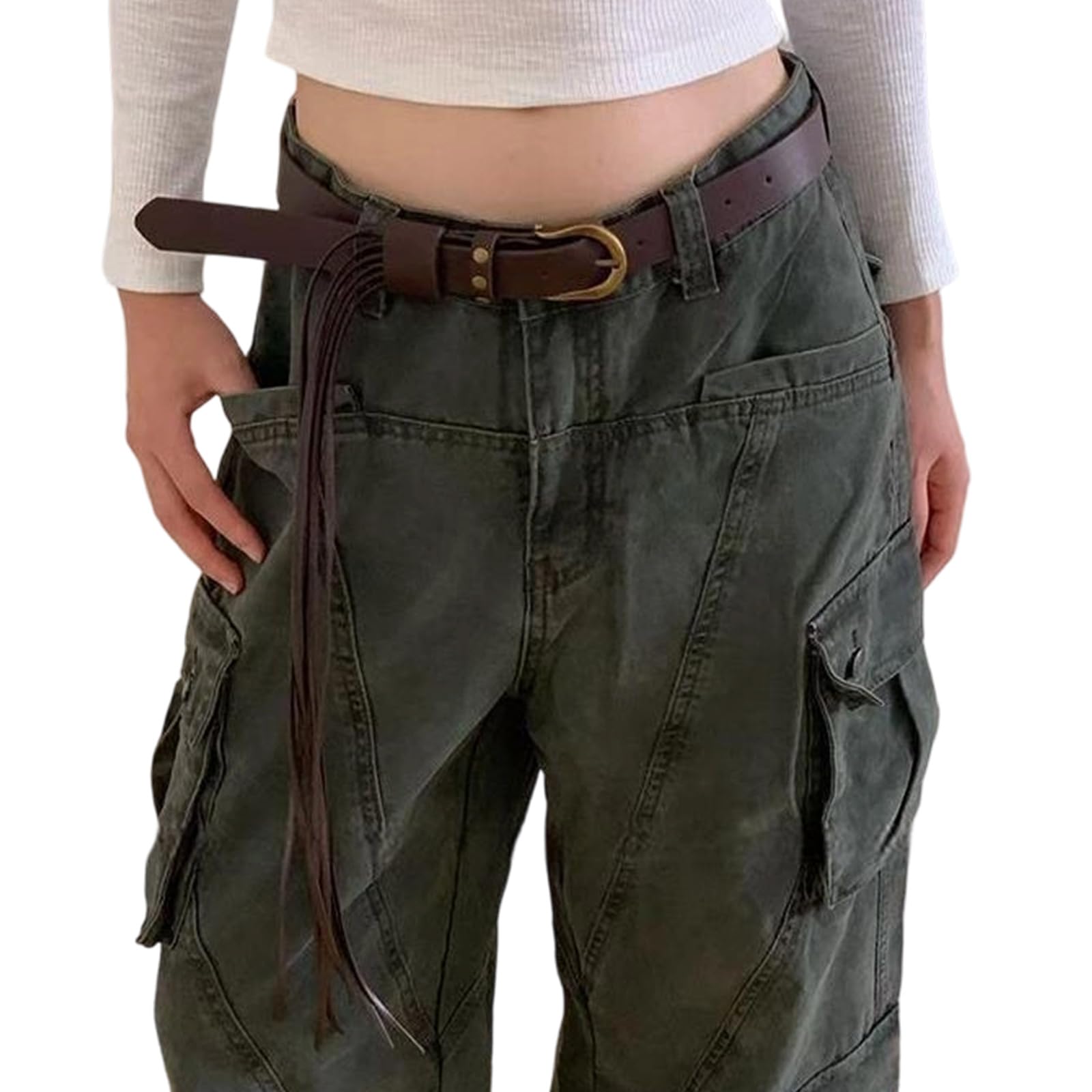 MICFENY Trendy Tassels Design PU Waist Belt Waistband Unisex Casual Outfit Waist Strap Fashion Accessory