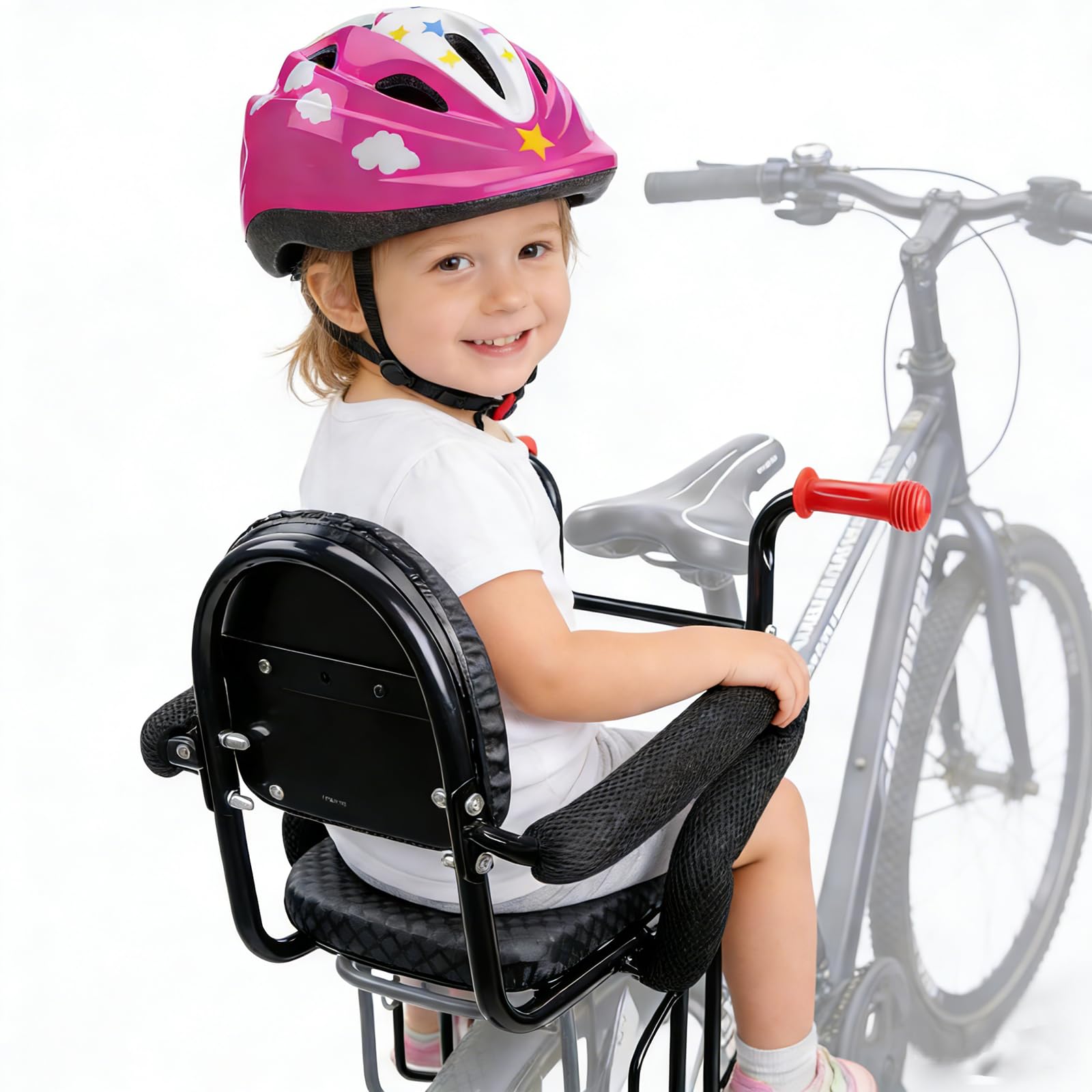 baby bike seat helmet OUSEXI Kid's seat,Child for Adult Bike, Rear BCK Seat for Kids Back Mount, Seat for Kids Over 50 lbs, Rear Frame Mounted Bike Seats Kids Safety Sea Cuisine Guinness Battered Protect your little one Power:Medium-Heavy Fast bugs bunny