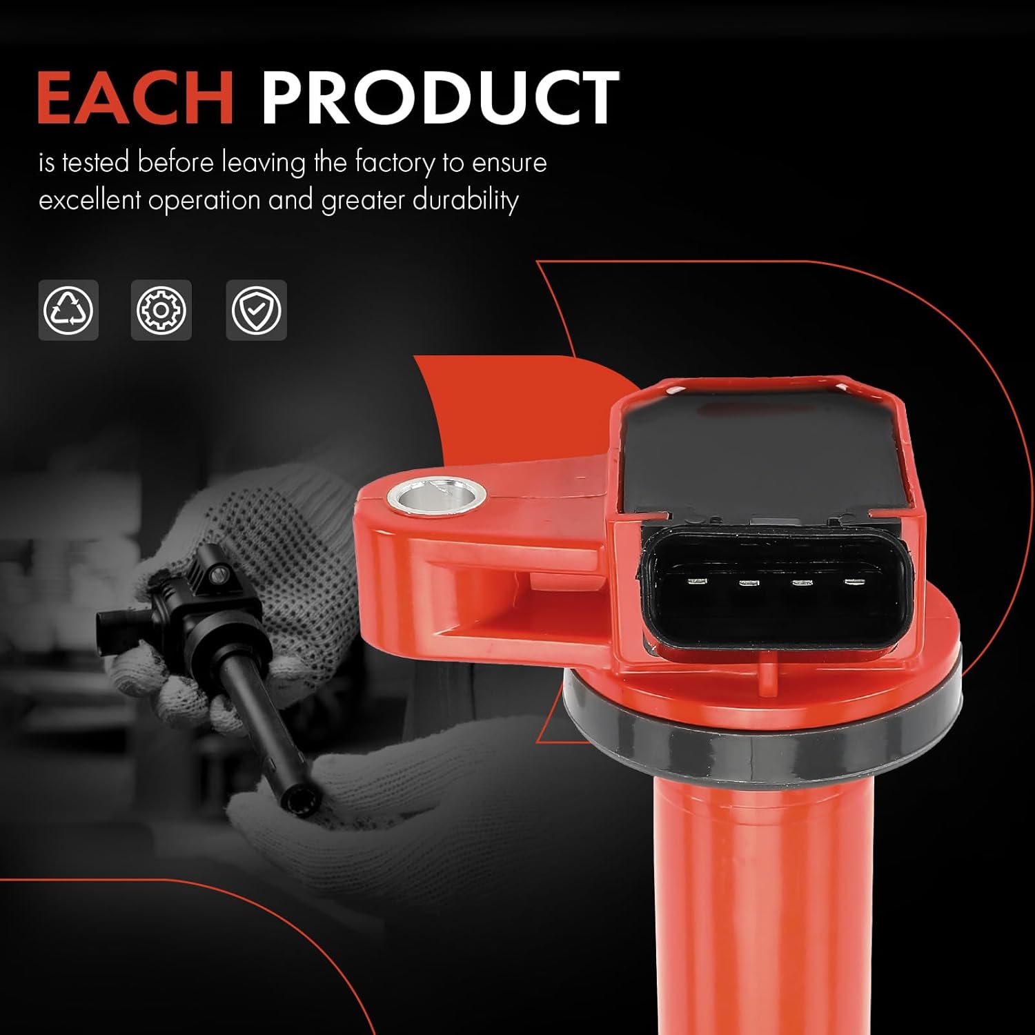 A-Premium (Red) Engine Ignition Coil Pack Compatible with Toyota Tundra 2000-2009, 4Runner 2003-2009, Sequoia 2001-2009, Land Cruiser 1998-2007 & Lexus GX470, GS430, LS430, LX470, SC430, 8-PC Set