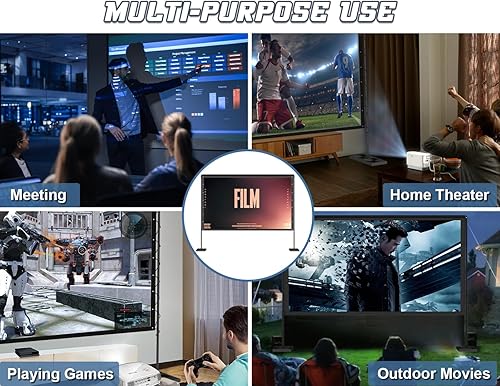 Miniatura 6 de Queension Pantalla de proyector para exteriores de 100 pulgadas con soporte, pantalla de proyector portátil 169 HD 4K, pantalla de películas con