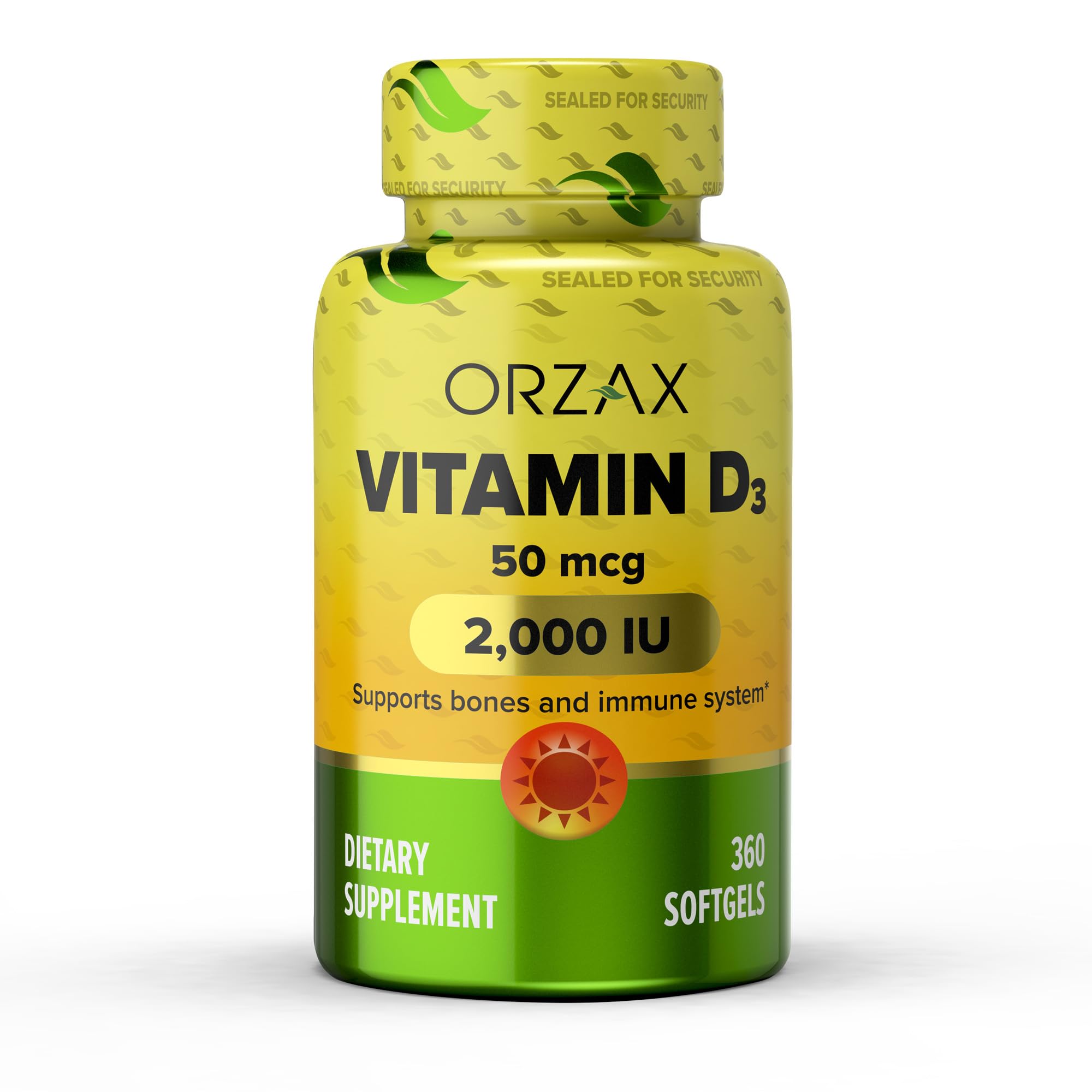 Sponsored Ad – ORZAX Vitamin D3 2000 iu (50 mcg) - 1 Year Supply for Strong Muscle Function and Immune Support - Mood Supplement for Wellness (360 Softgel)