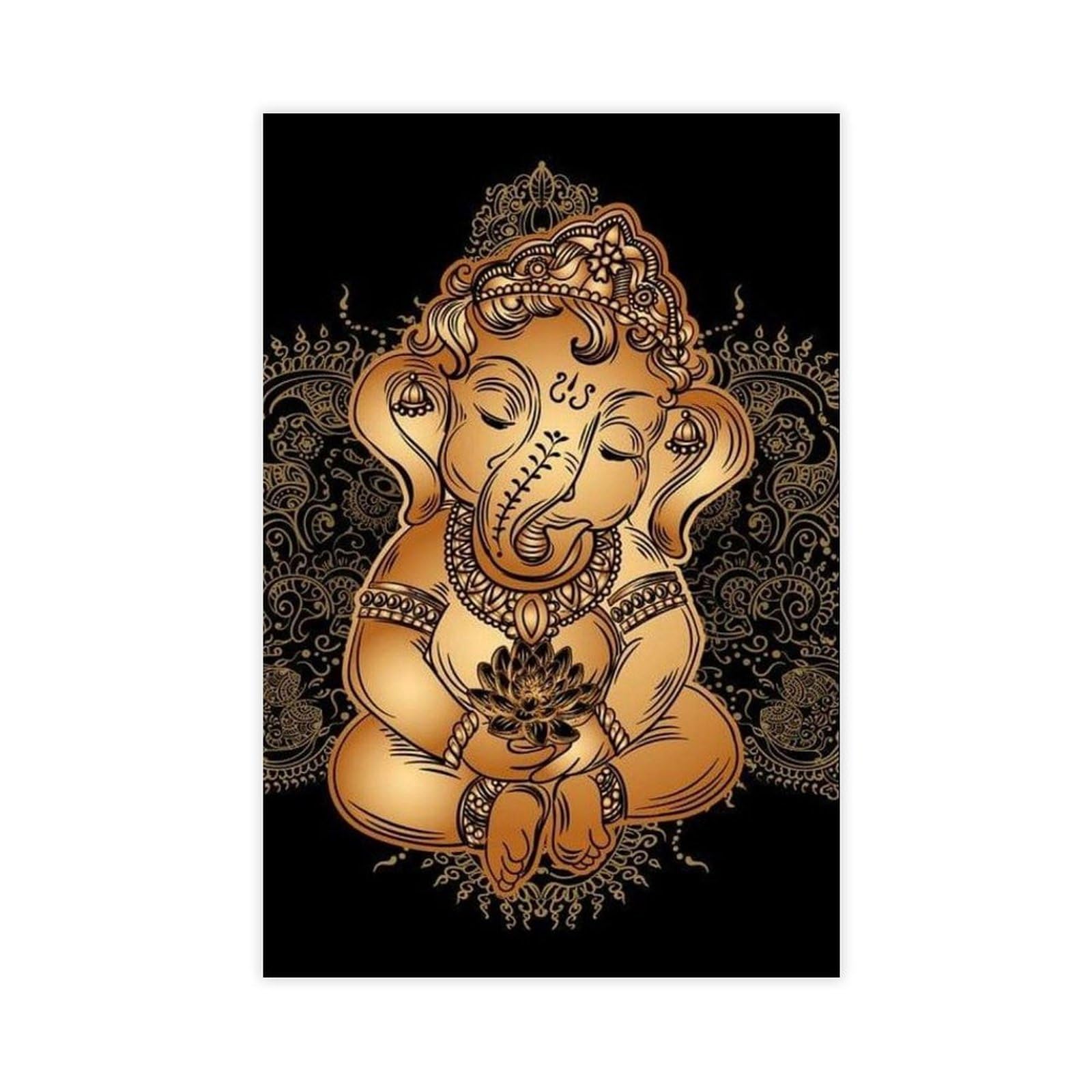 Utgn Baby Ganesh ， Hindu Art Canvas Poster Wall Art Print Picture Paintings 20X30inch(50X75cm)