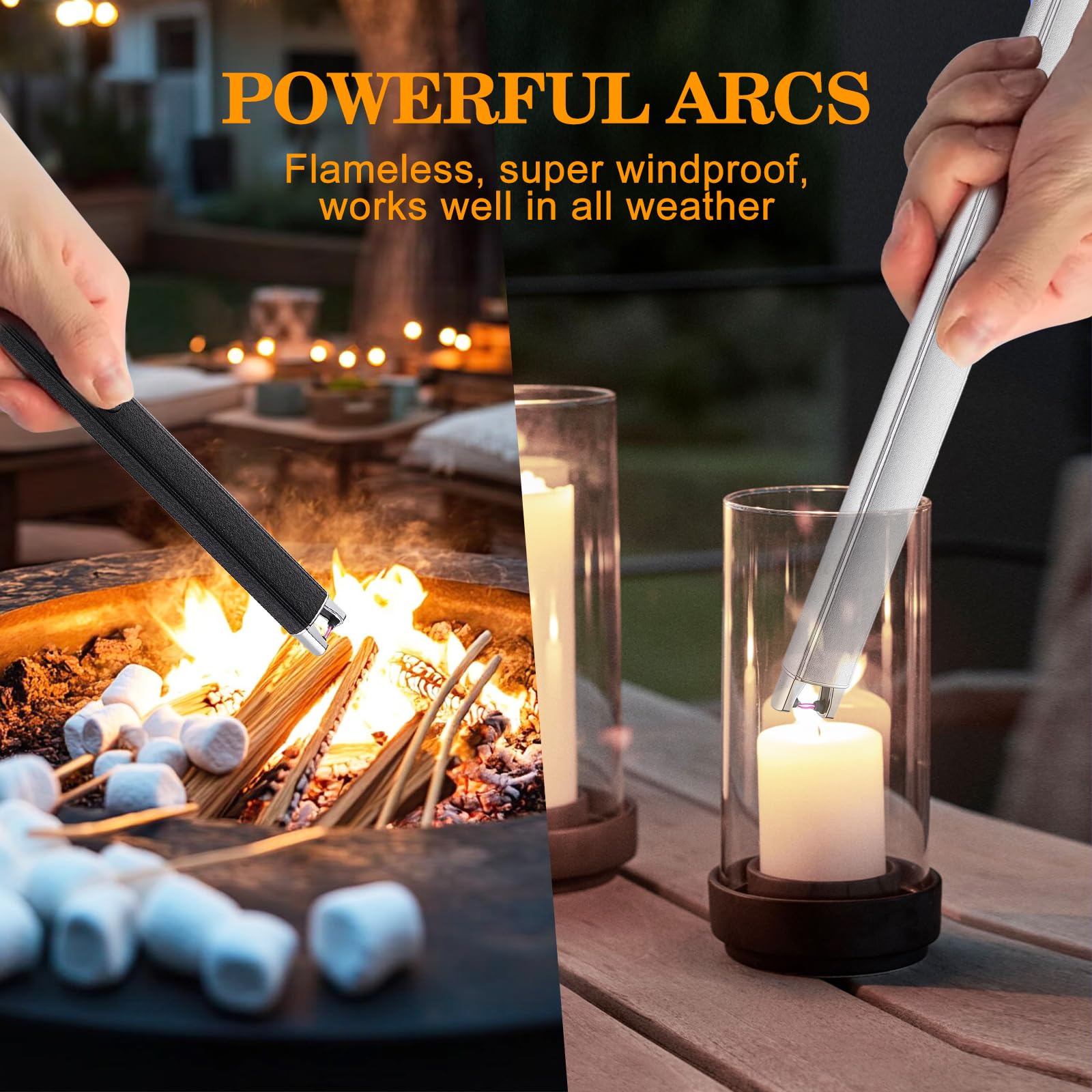 2 Piezas Encendedor Eléctrico de Arco, Recargable USB con Indicador LED, Resistente al Viento Sin Butano, Doble Seguridad, Negro y Plateado, Ideal para Velas, Cocina, Chimenea y Camping