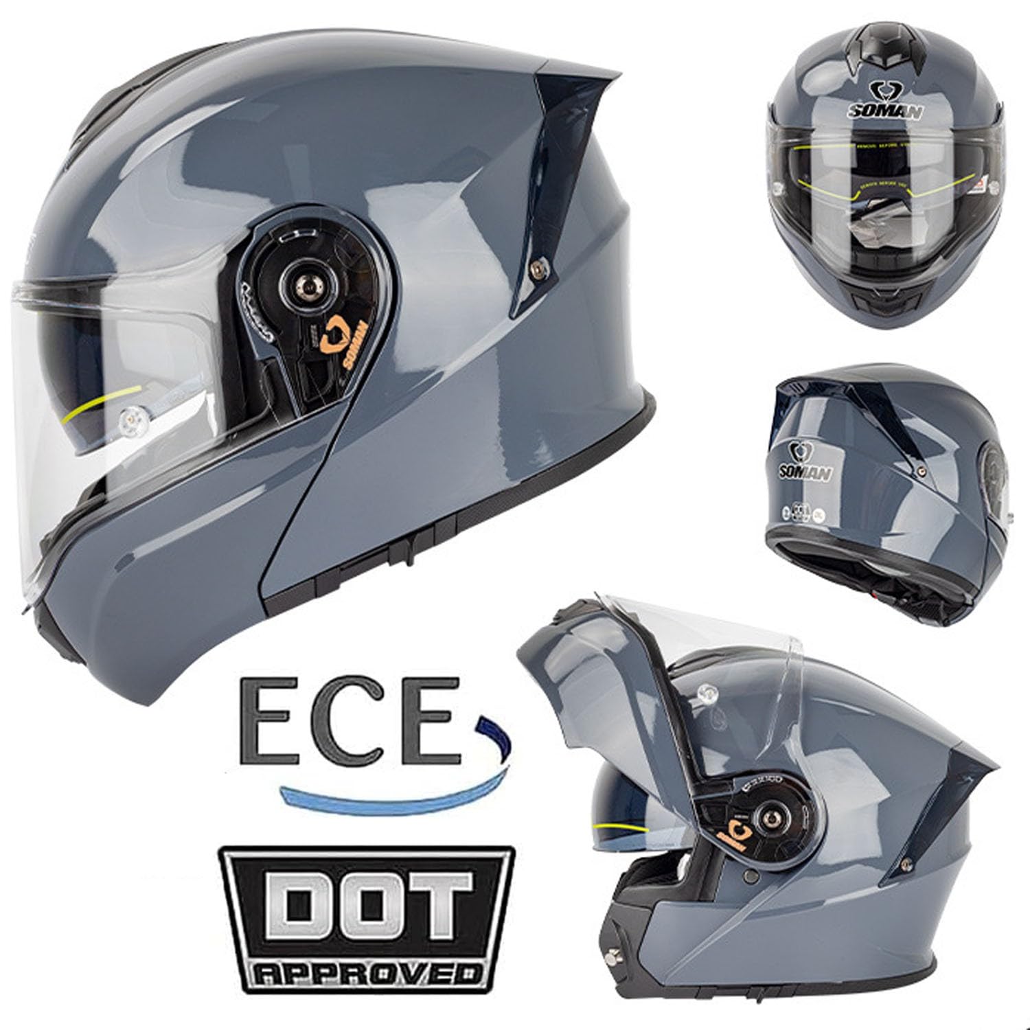 Klapphelm Bluetooth Motorradhelm ECEDOT-Zertifiziert Modularer Helm Erwachsene Damen und Herren Integriert Integralhelm mit Doppelvisier Modularer Motocrosshelme