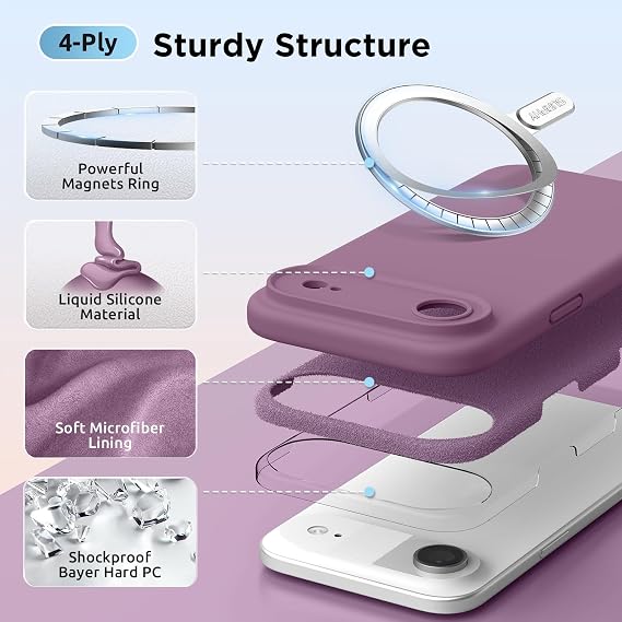 SURPHY Case for iPhone Air Case Compatible with MagSafe (6.5 inch 2025), Liquid Silicone 17 Air Phone Cases Whit Soft Microfiber Lining, Lilac Purple