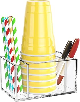 KOTEMON Cup Holder with Marker Slot - Mark Your Cup and Drink Up Party Cup Holder Dispenser Compatible with Solo Cup, Countertop Cup Organizer for Party Decoration Kitchen Housewarming, Clear Acrylic