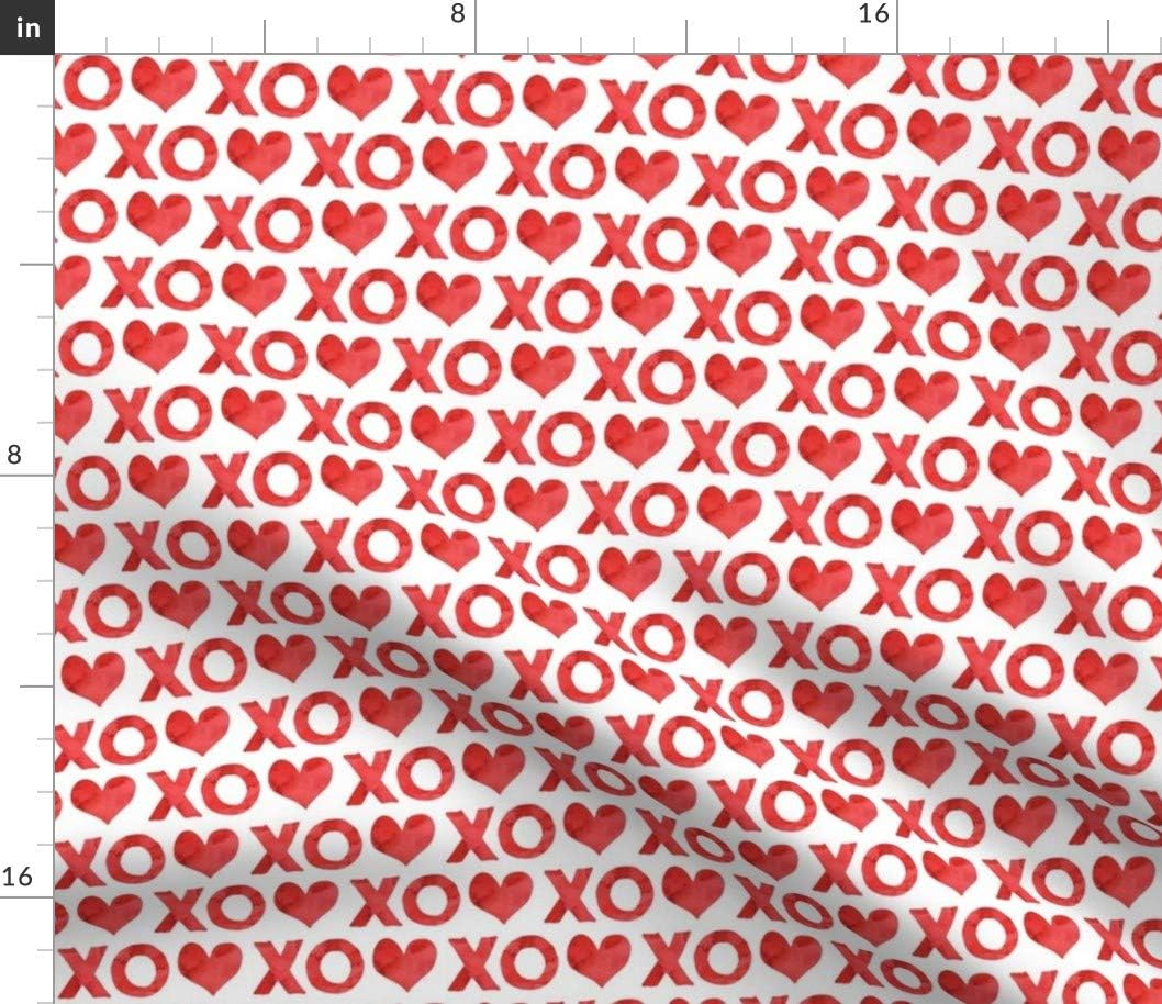 Spoonflower Fabric - Watercolor Red White Valentines Love Heart Printed on Petal Signature Cotton Fabric by The Yard - Sewing Quilting Apparel Crafts Decor