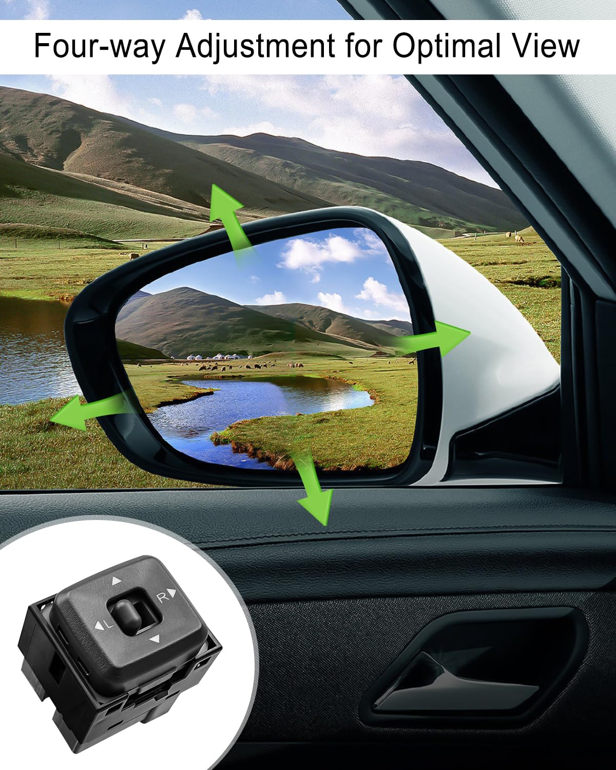 Left Door 4-Way Mirror Adjust Switch Replace 15205243 Fit for GMC Canyon Chevrolet Colorado 2004-2012