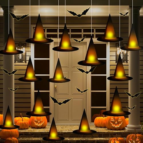 taupphoo Halloween Black Witch Hats DIY Floating Light up Witch