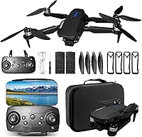 Drone com Câmera 4K, Drone Profissional FPV WiFi, Dobrável Mini Controle Remoto DroneQuadricóptero com Bolsa de Transporte, 2 Baterias 3.7V 1800mAh Drones Infantil (E88 Pro)