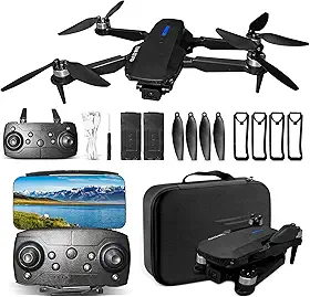 Drone com Câmera 4K, Drone Profissional FPV WiFi, Dobrável Mini Controle Remoto DroneQuadricóptero com Bolsa de Transporte, 2 Baterias 3.7V 1800mAh Drones Infantil (E88 Pro)