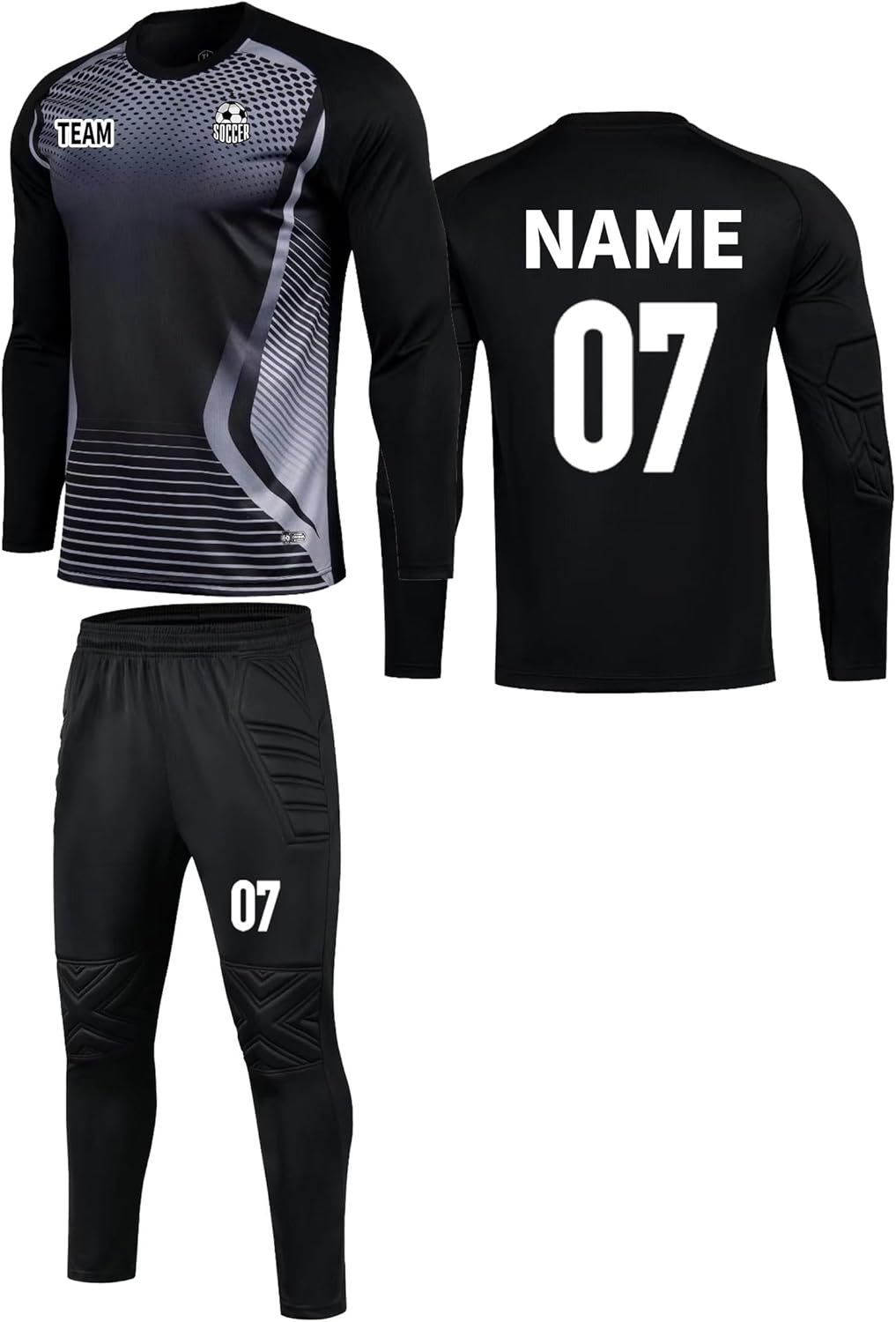 Custom Goalie Jersey Padded Soccer Shirt for Adult Long Sleeve Shirt Mens Goalkeeper Jersey Keeper Uniform Kit