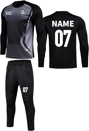 Custom Goalie Jersey Padded Shirt and Pants for Adult Youth Players | Personalized Long Sleeve Shirt Mens Goalkeeper Jersey Keeper Uniform Kit
