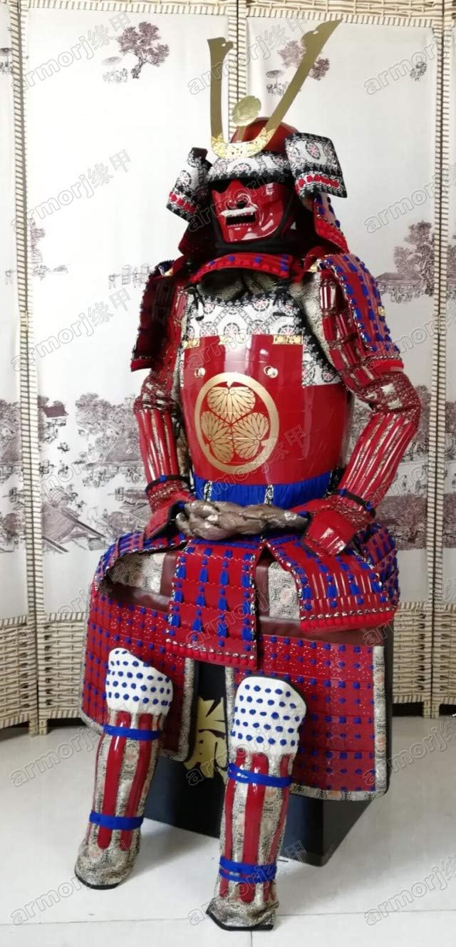 Wearable Japanese Armor Suit Rüstung Samurai Iron Dark Red Blue Laces O51