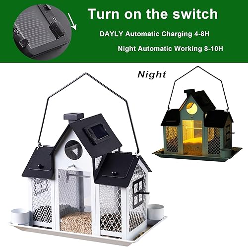 Miniatura 5 de Comederos solares para pájaros para nuestro lado, comedero para pájaros a prueba de ardillas, malla metálica colgante, ventana salvaje, pinzón
