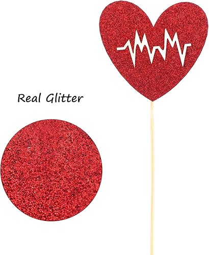 Miniatura 3 de 50 adornos para cupcakes de enfermería con purpurina para enfermera, graduación, decoración con tapa de enfermera, diseño de corazón para