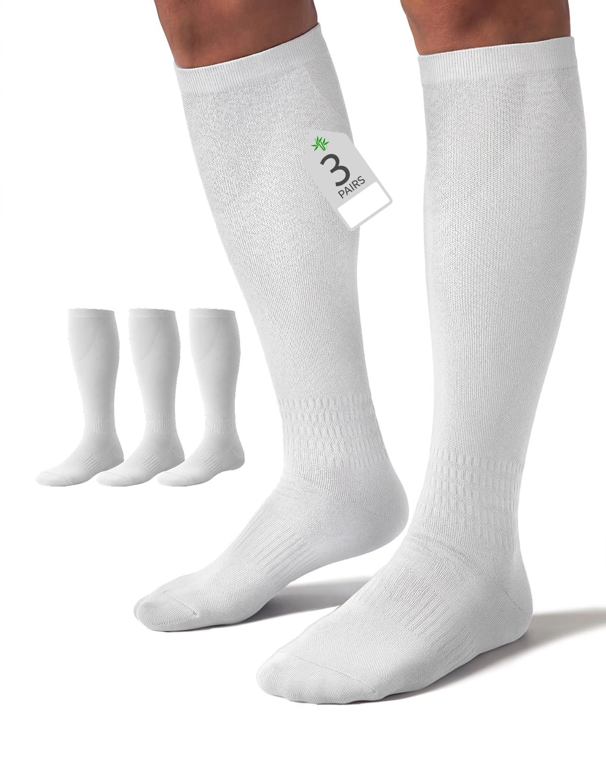 FAIRWIN Bamboo Viscose Compression Socks for Men and Women 3 Pairs, Knee High Soft Support for Daily Running Travel Work
