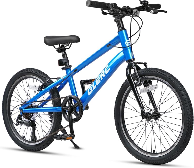 Glerc Bicicleta para niños de 20 a 24 pulgadas, bicicleta para niños de 7 velocidades para niños y niñas de 6 a 15 años, bicicleta para niños Mesa con frenos dobles y soporte, varios colores