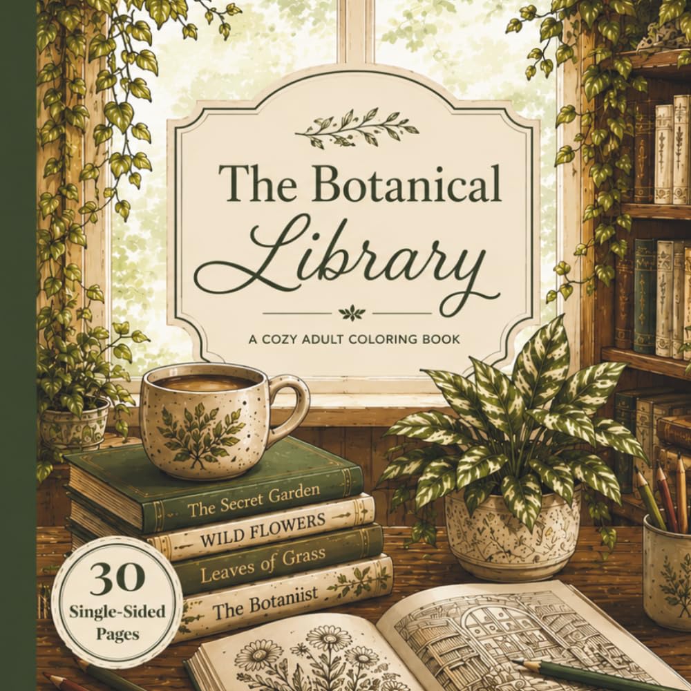 The Botanical Library Coloring Book: Adult Coloring Book Filled with Reading Nooks, Libraries, Houseplants, and Peaceful Spaces