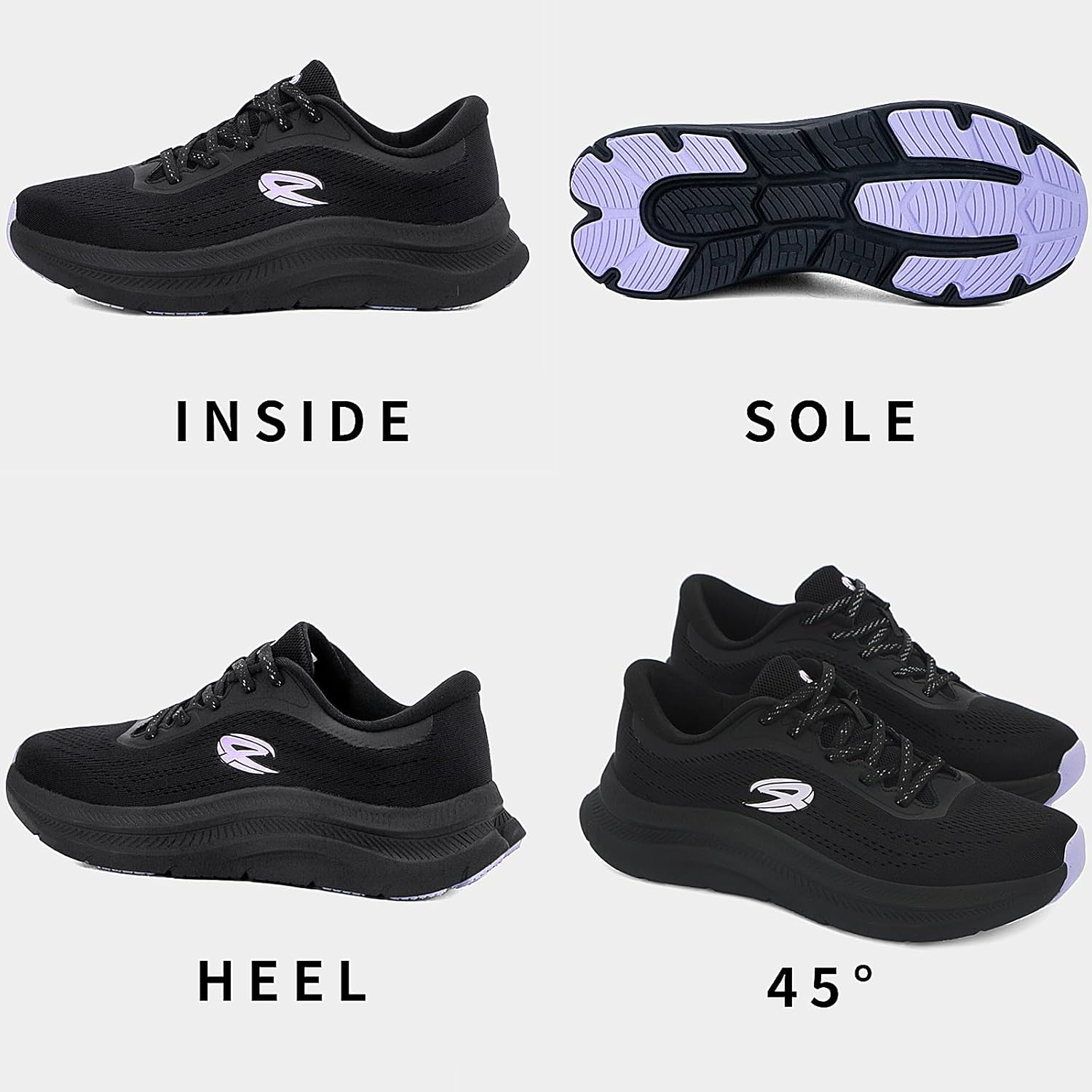 SICVEK Women's Road Running Shoes Cushioning Athletic Breathable Sneakers Lightweight Comfortable Tennis Walking Shoes for Workout Gym Black,6 - Image 2