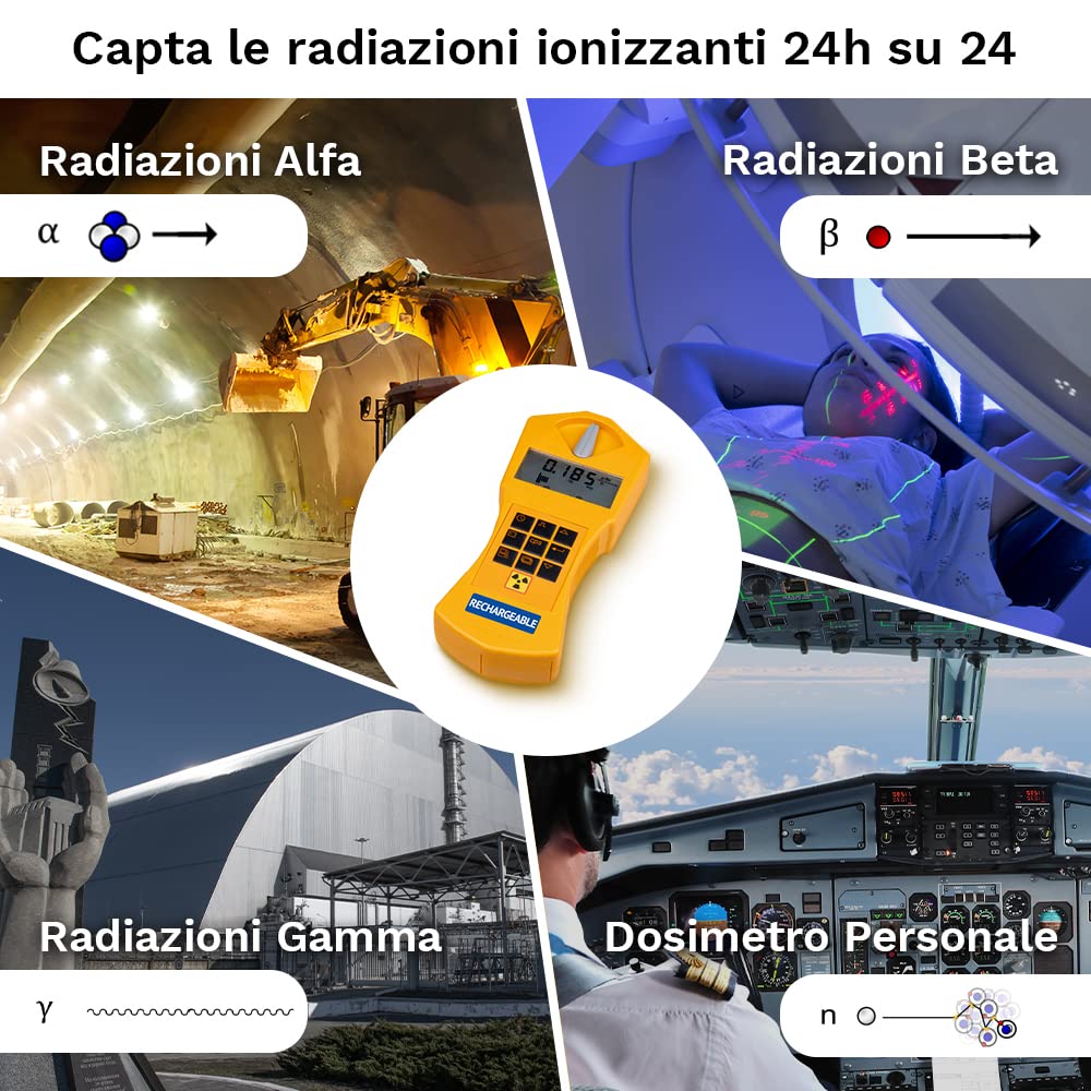 Rechargeable | Contatore Geiger per la radioattività con batteria ricaricabile, uso come dosimetro personale, misuratore di radiazioni incl. interfaccia USB e software di analisi dati