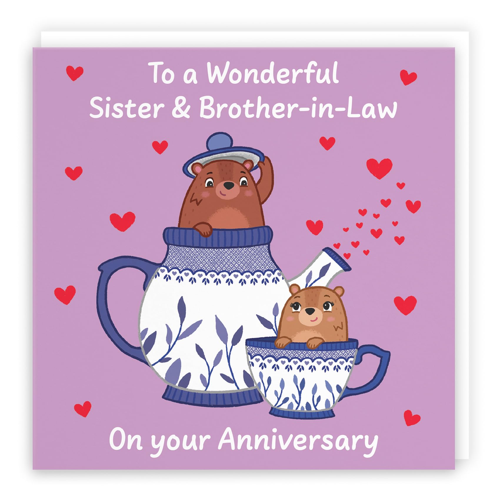 Hunts England, Cute Teapot Sister And Brother In Law Anniversary Card