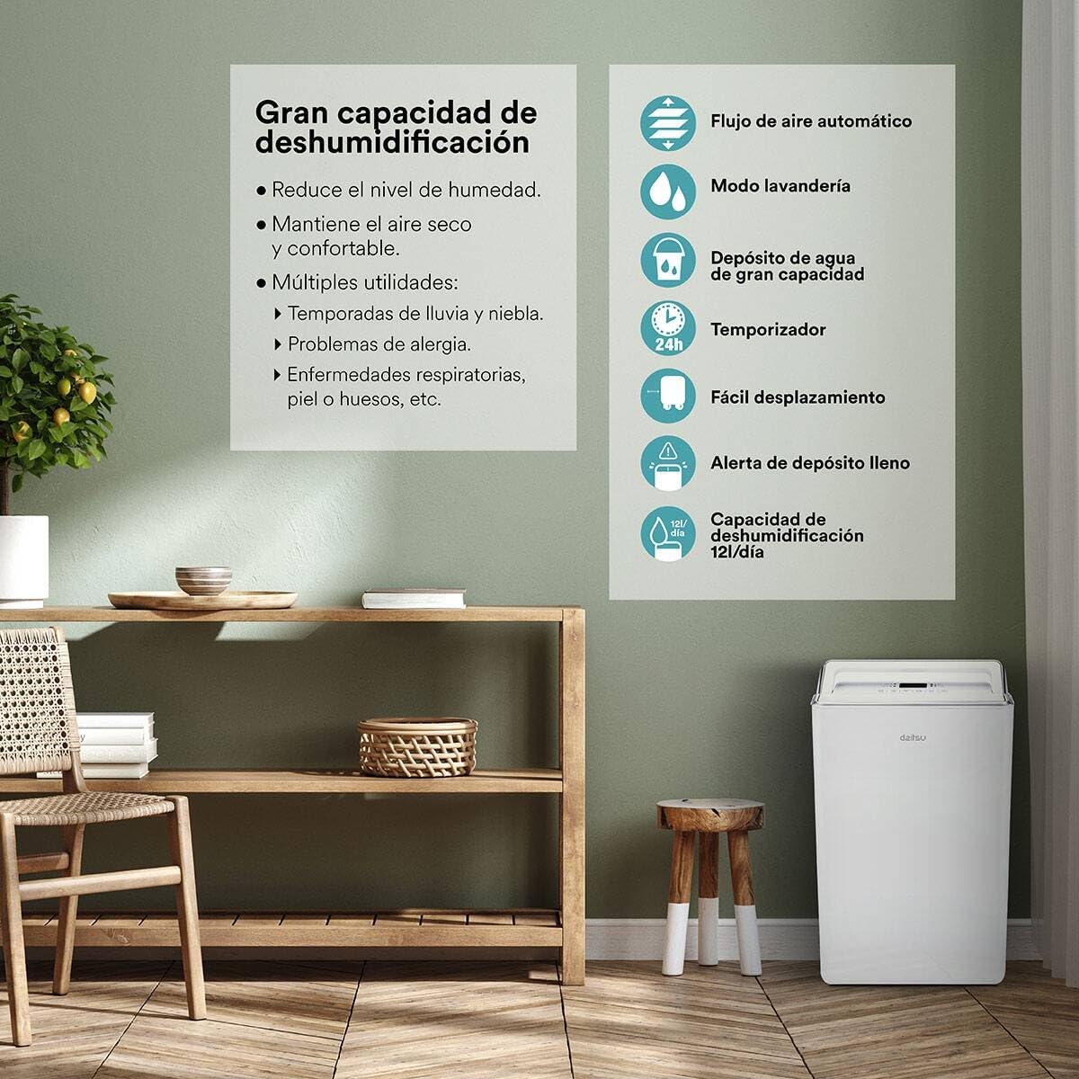 DAITSU ADD-20XB Dehumidifier features overview