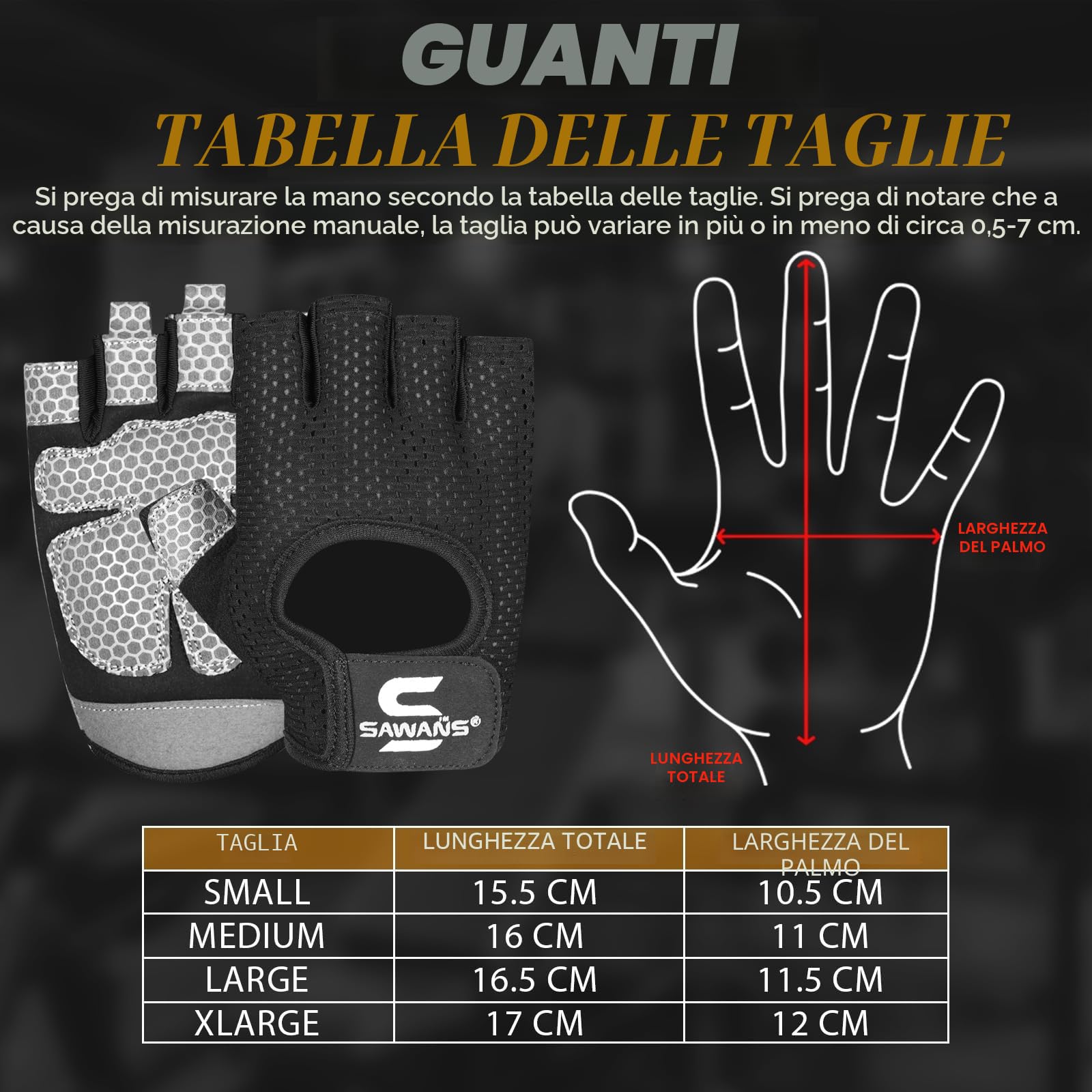 SAWANS Guanti da palestra antiscivolo in silicone per fitness ciclismo trazioni