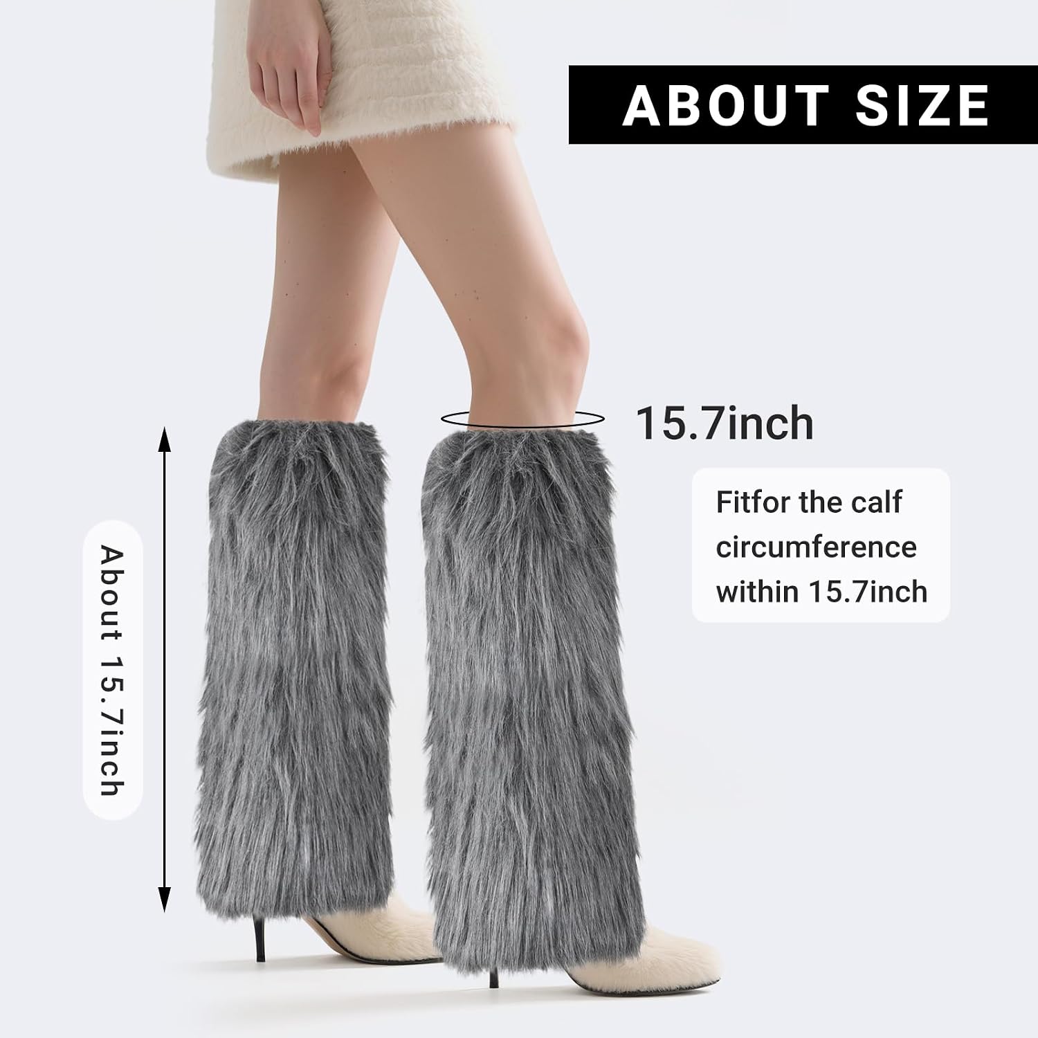 Women Faux Fur Fluffy Leg Warmers Fuzzy Long Boot Covers Furry for Christmas Costume