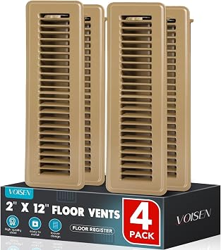 VOISEN Floor Register 2x12, 4 Pack Brown Floor Vent Covers
