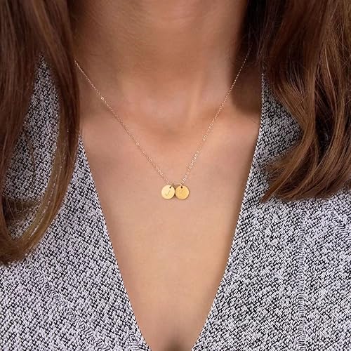 Miniatura 2 de EXEINCITE Two Initial Necklaces for Women Girls, 14K Gold Plated Dainty You and HerHis Initial Necklace Jewelry Personalized Gifts for Women Teen