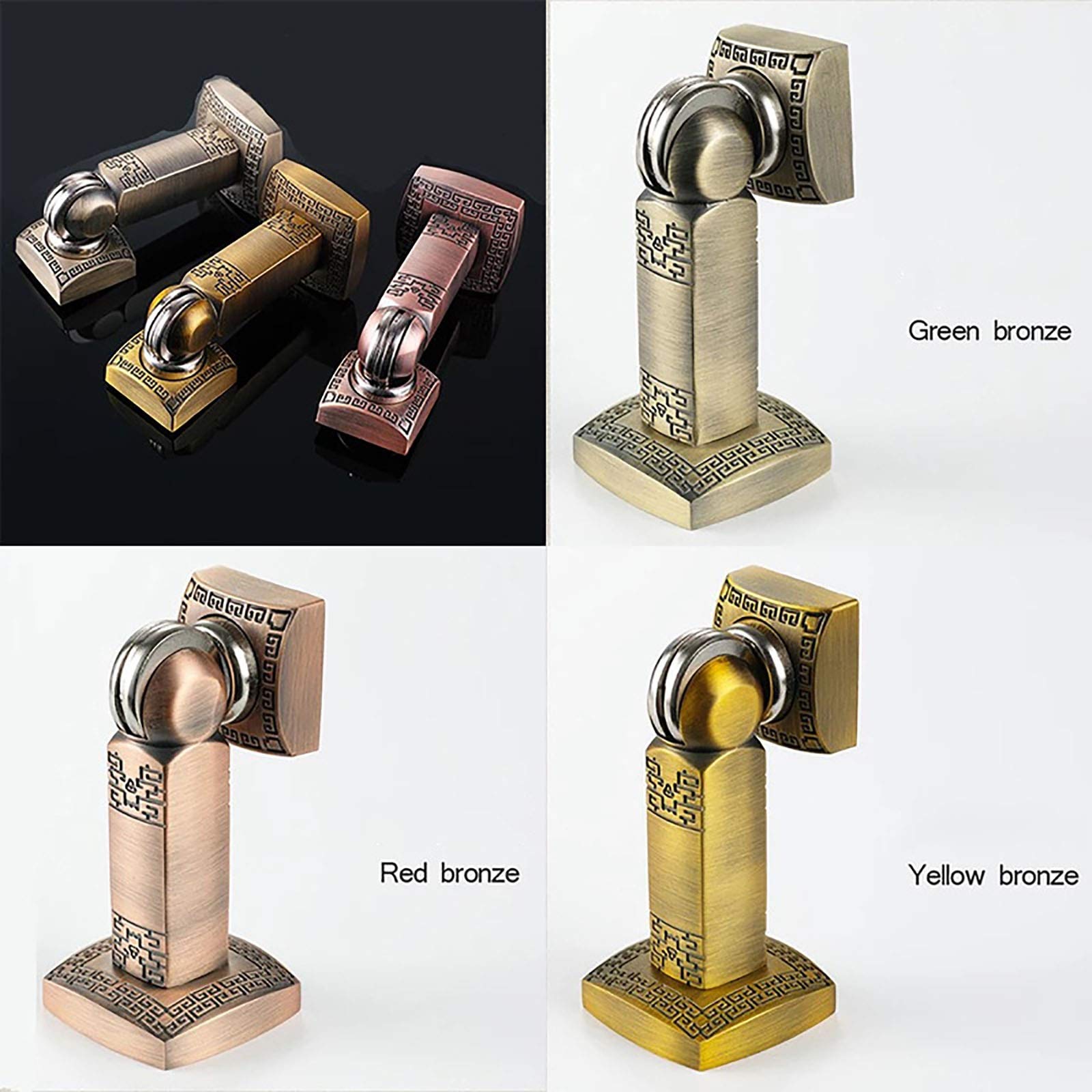 Tope de Puerta Magnético Tope de puerta succión doble propósito for el hogar y baño para Puertas interiores(Red bronze)