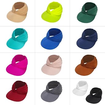 Sun Visor Hats for Women, Summer Visor Cap Adjustable Beach with Wide Brim for Sports Travel Hiking