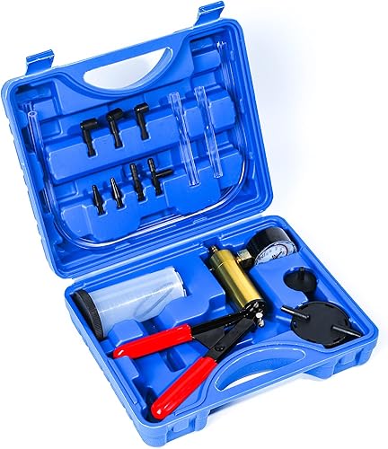 Miniatura 3 de ZJERYL GULL Kit de purga de frenos 2 en 1 con bomba de vacío manual con adaptadores de manómetro, juego de purga de líquido de frenos automotriz con