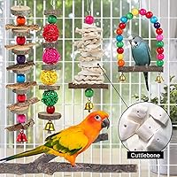 Vista 4 de Perca para pájaros, juguetes de periquitos, accesorios para jaula de pájaros, juguetes de madera para masticar, soporte para loro, conure, cacatúa