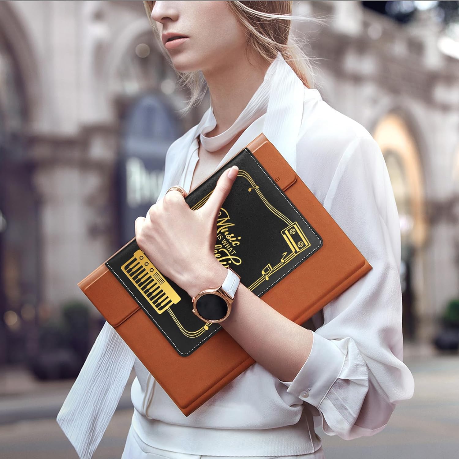 Music Gift,A5 Hardcover Leather Journal for Women - 200 Pages Premium Paper Notebook,Journal Notebook for School, Work (Music Black) - Image 7