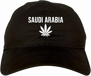 Country of Saudi Arabia Weed Leaf Pot Marijuana 6 Panel Dad Hat Cap Black