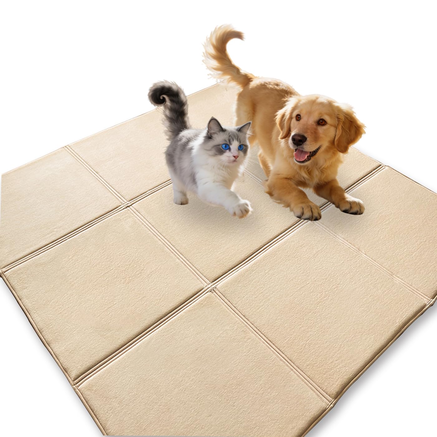 Tapis à ramper de salon en velours de corail beige 60x120 cm lavable